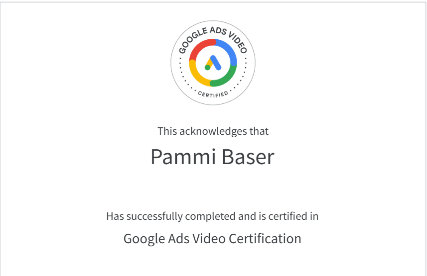 Google Video Ads Certificate